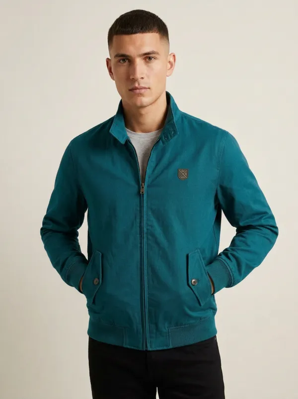 Men's Casual Olive Green Logo Embroidered Zip-Up Jacket