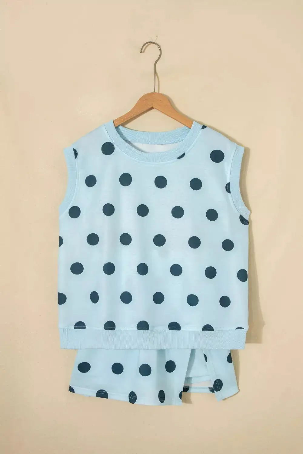 Polka Dot Sleeveless Top and Skort Casual Set