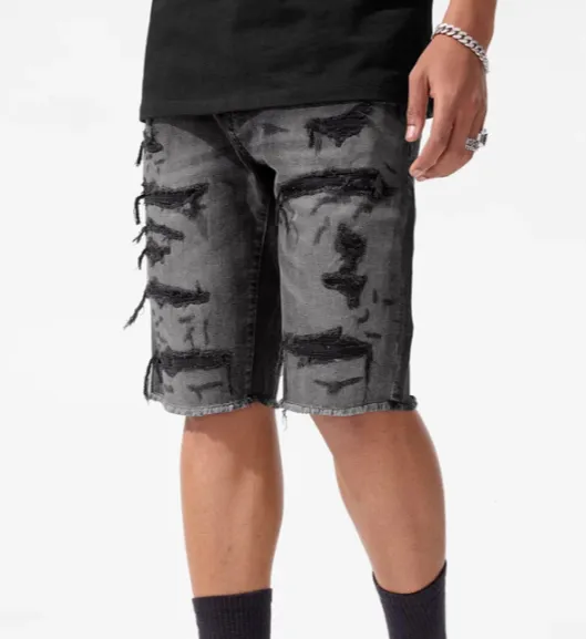 Men's Crinkle Finish Denim Shorts
