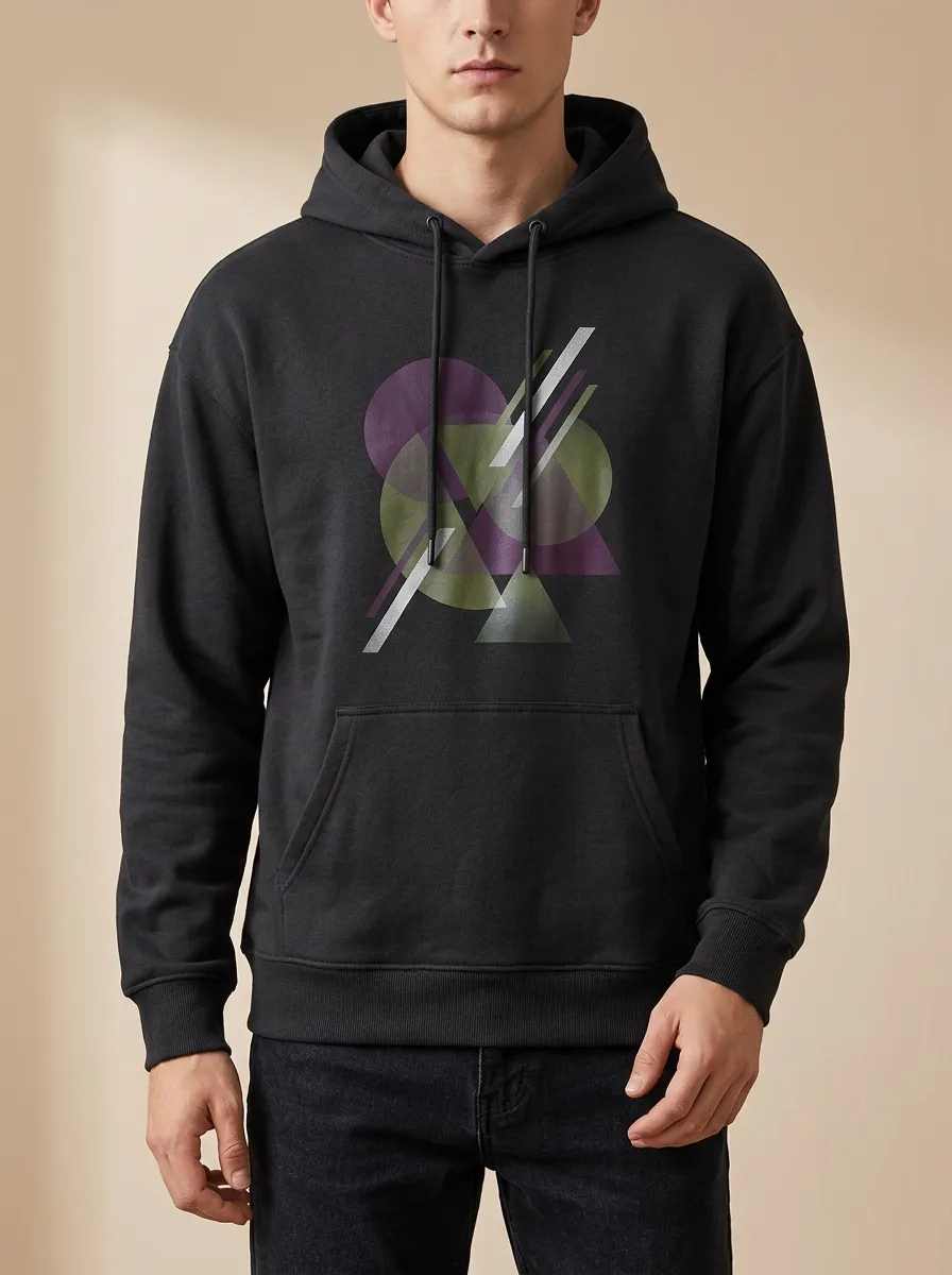Men's Abstract Geometric Shapes Print Hoodie