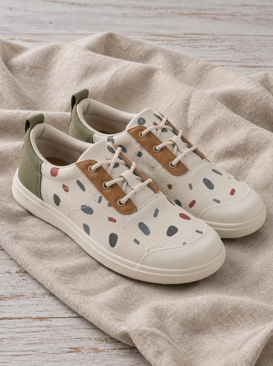Men's Abstract Terrazzo Pattern Printed Canvas Shoes