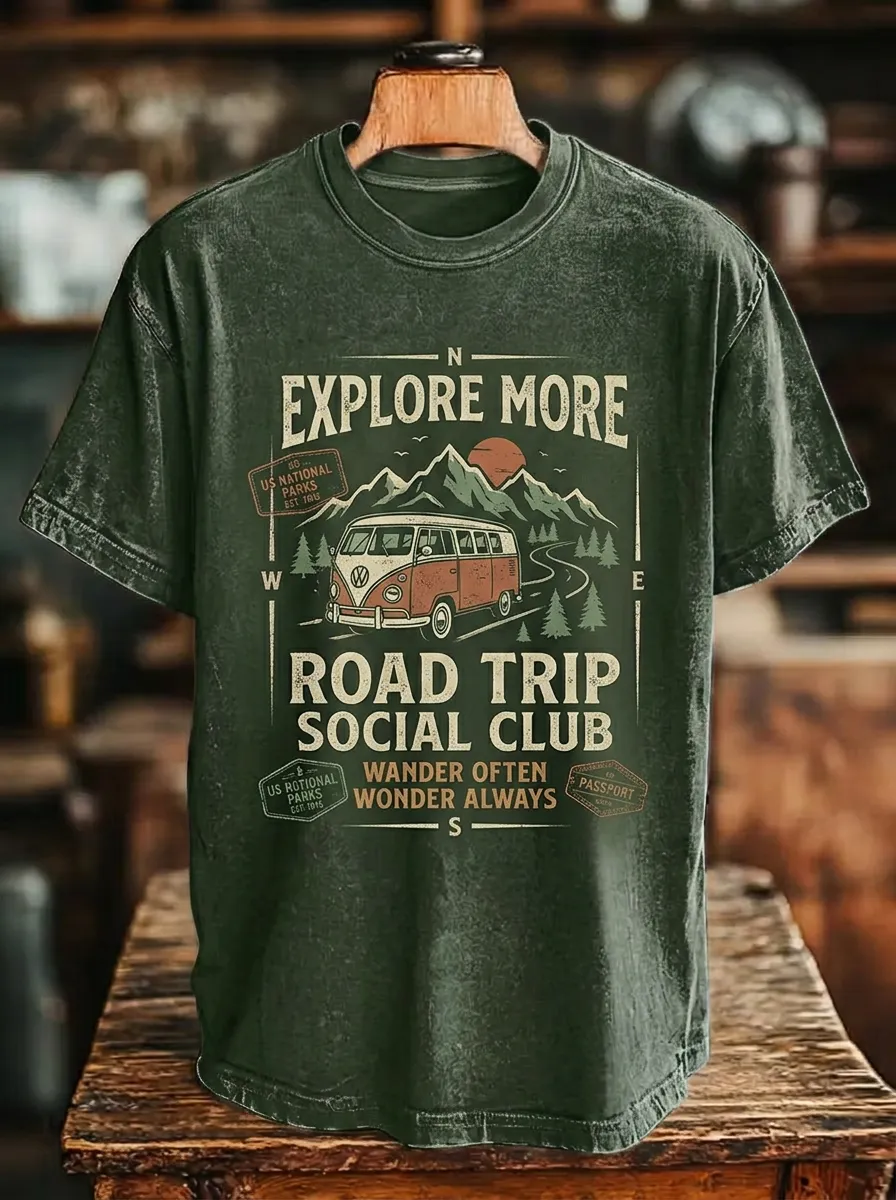 Unisex Adventure Lover Camper Van Mountain Printed T-shirt