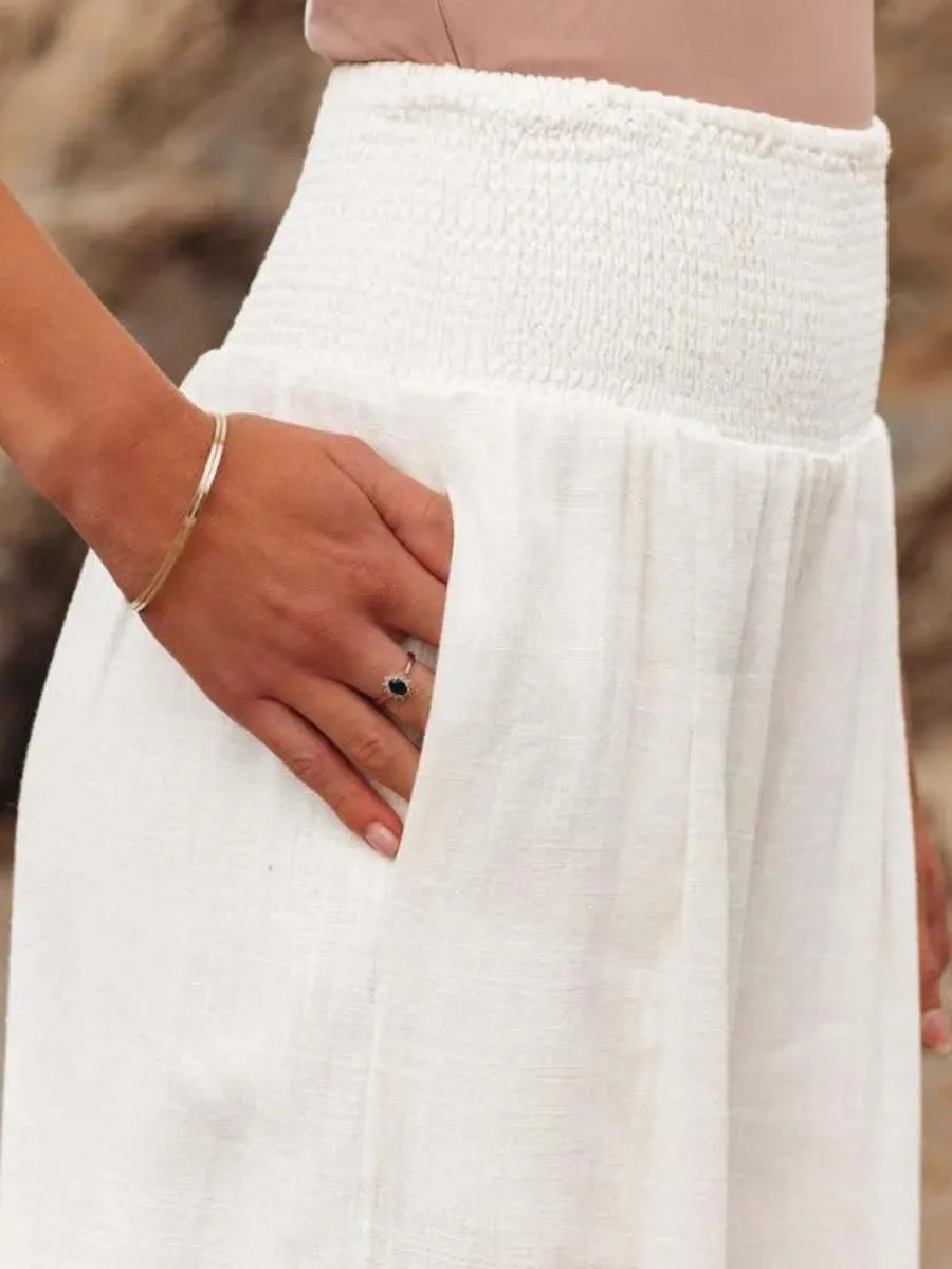 Cotton Blend Relaxed Fit Lightweight Trousers