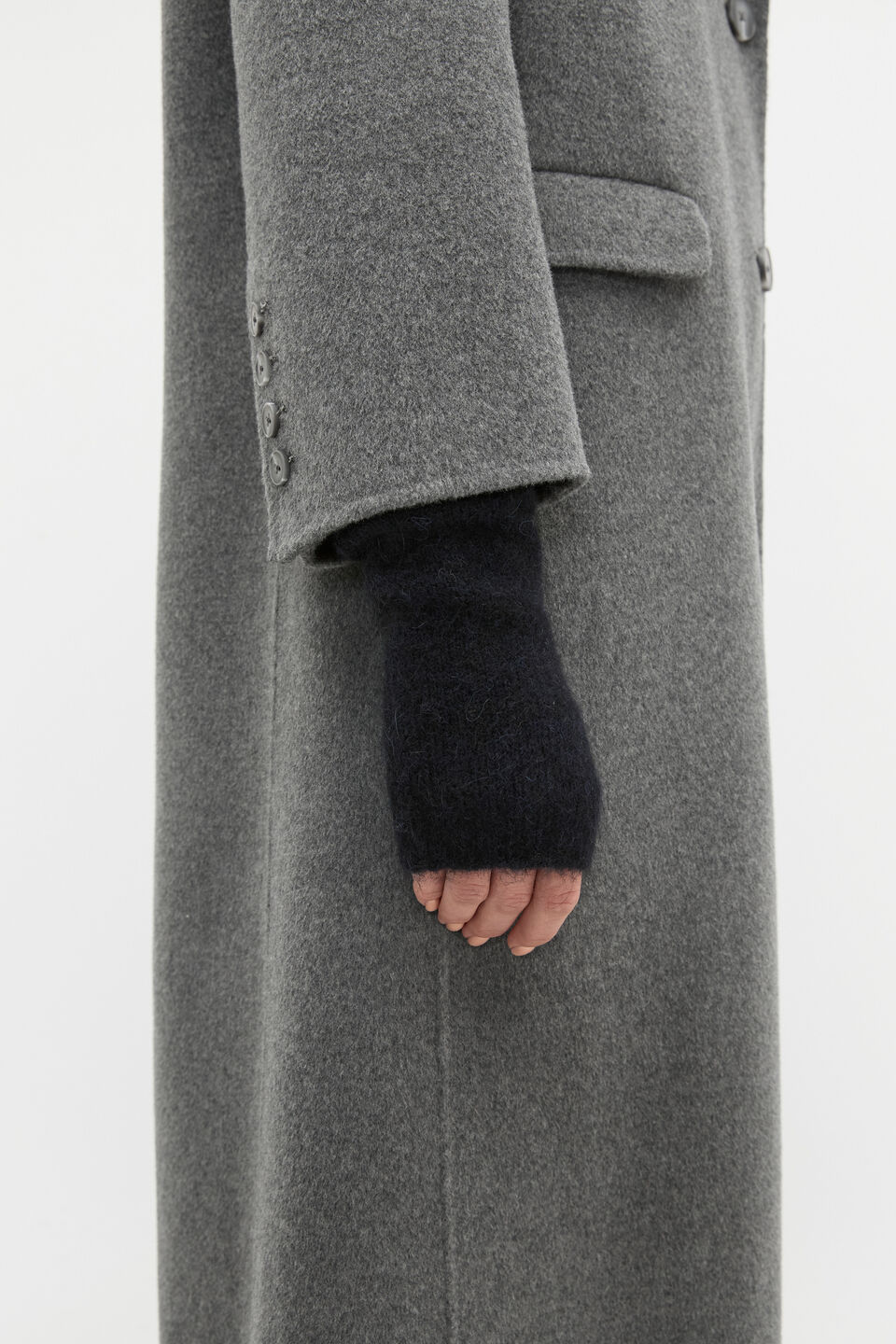 Dark Blue Fluffy Knit Arm Warmers