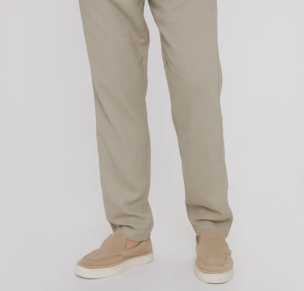 Men's Stone Linen Blend Drawcord Pants