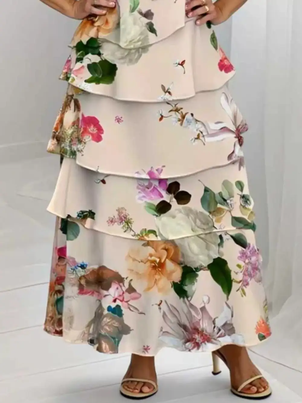 Printed Ruffle Maxi Dress
