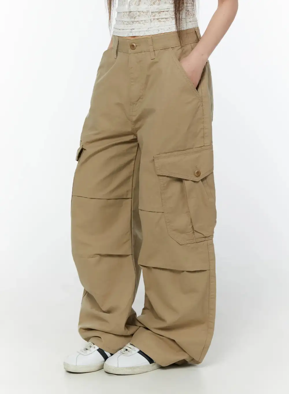 Pintuck Cargo Wide Pants