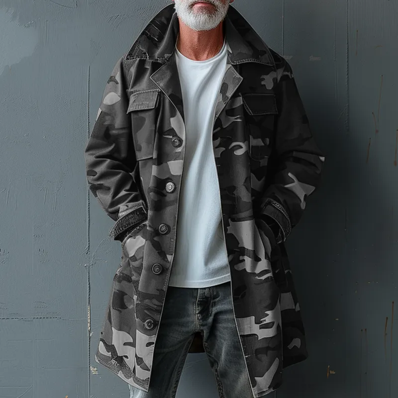 Tailored Wool Camo Coat