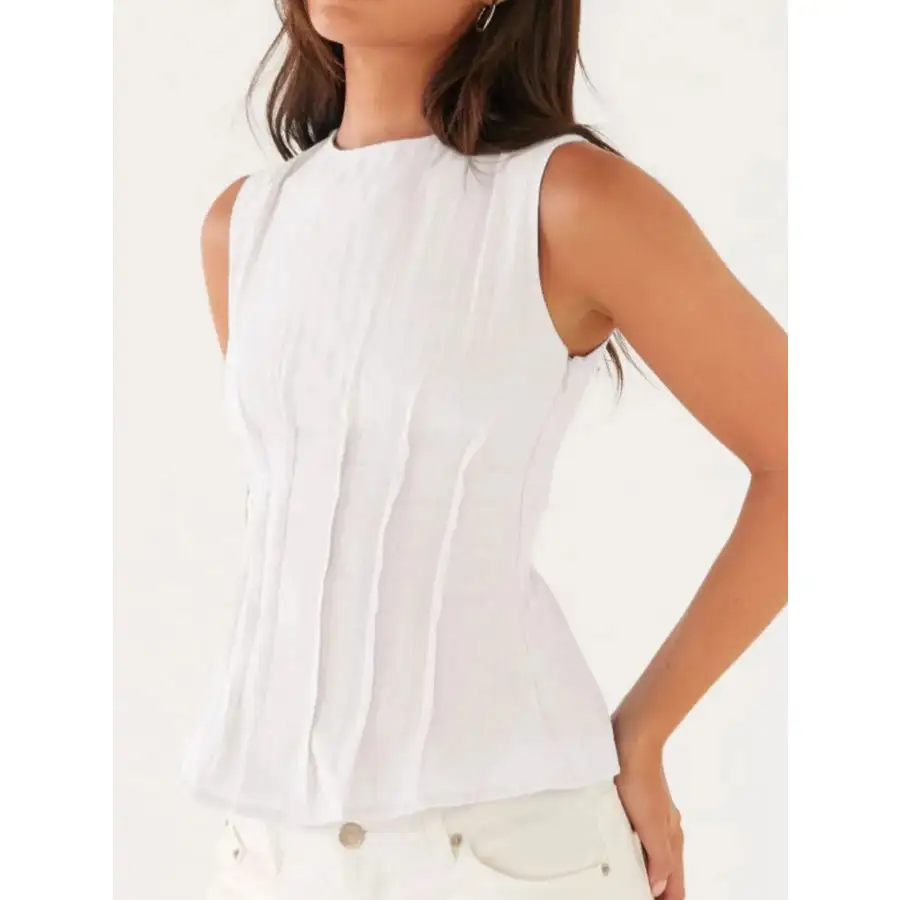 Back Lace Up Sleeveless Top With Cinched