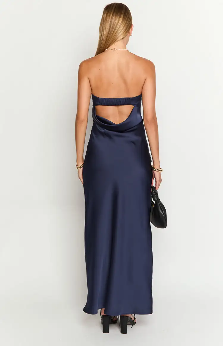 Relaxed Satin Strapless Maxi Dress