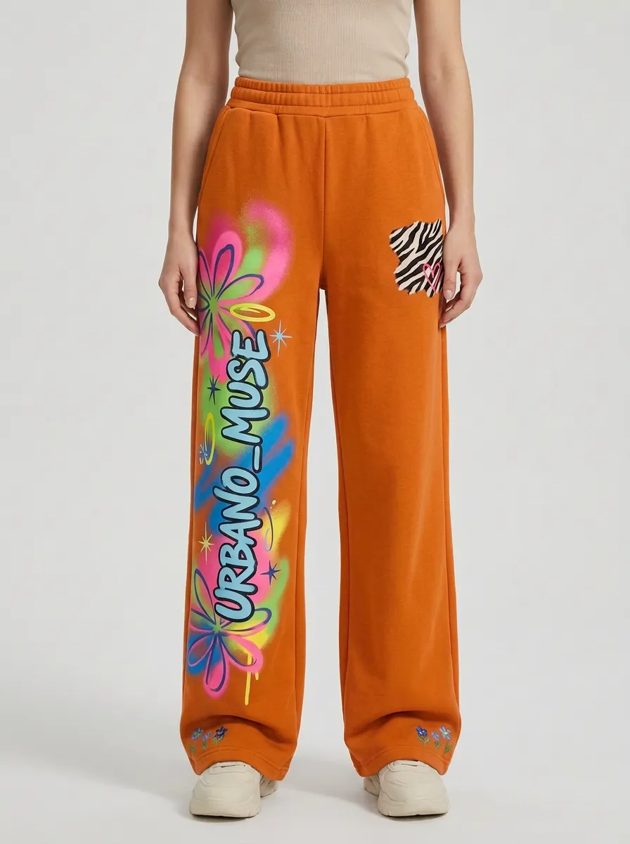 Unisex Streetwear Graffiti Floral Zebra Sweatpants