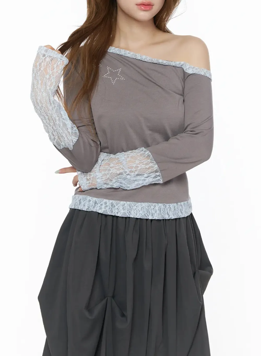 Lace Trim Off-Shoulder Top