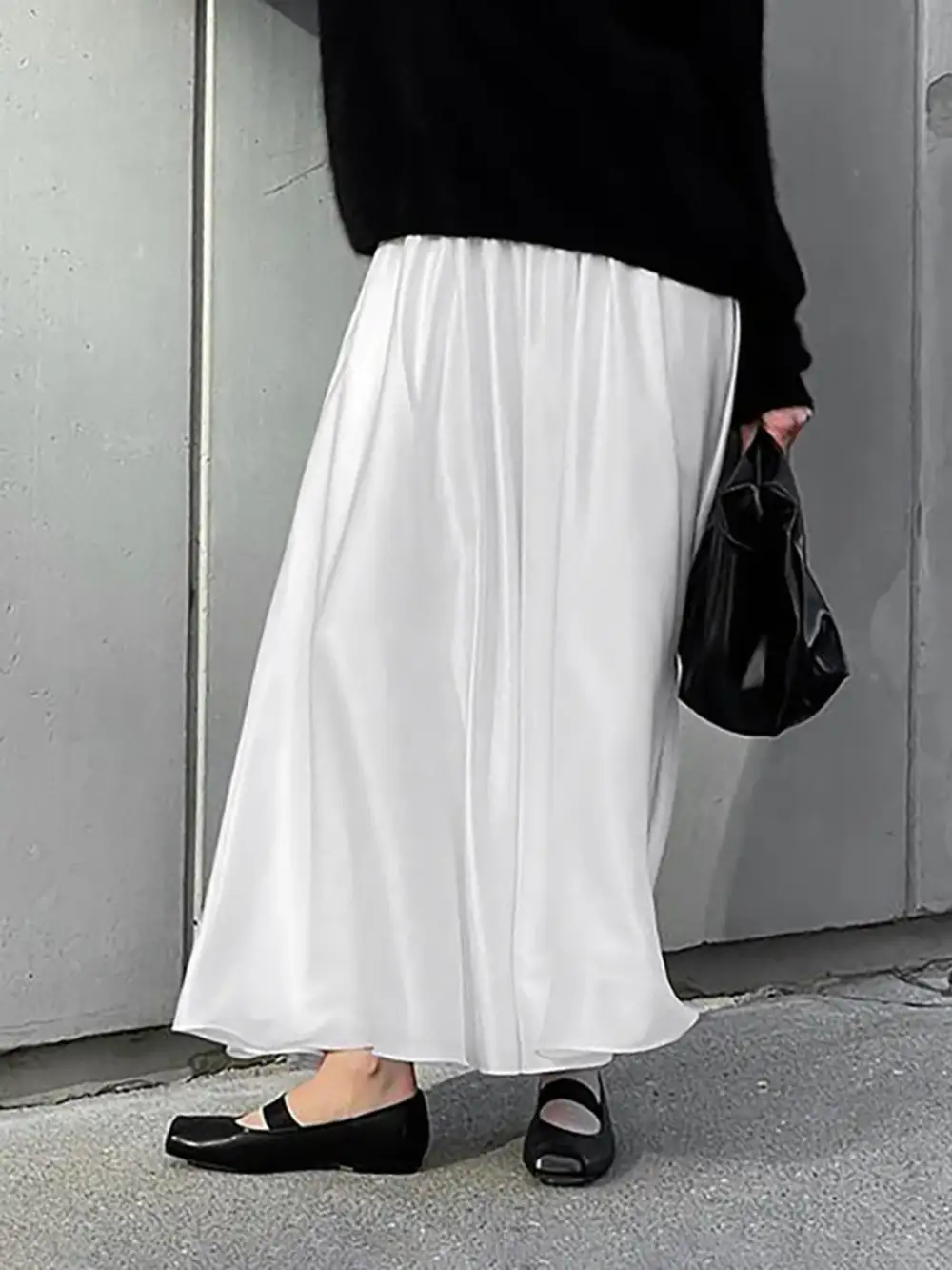 Casual Pocket Detail Elastic Skirt