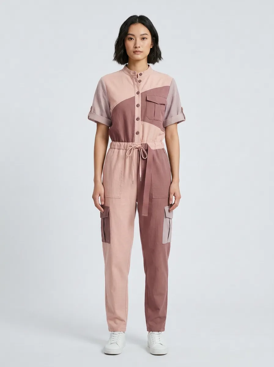 Women's Sierra Utility Patchwork Colorblock Graphic Jumpsuit