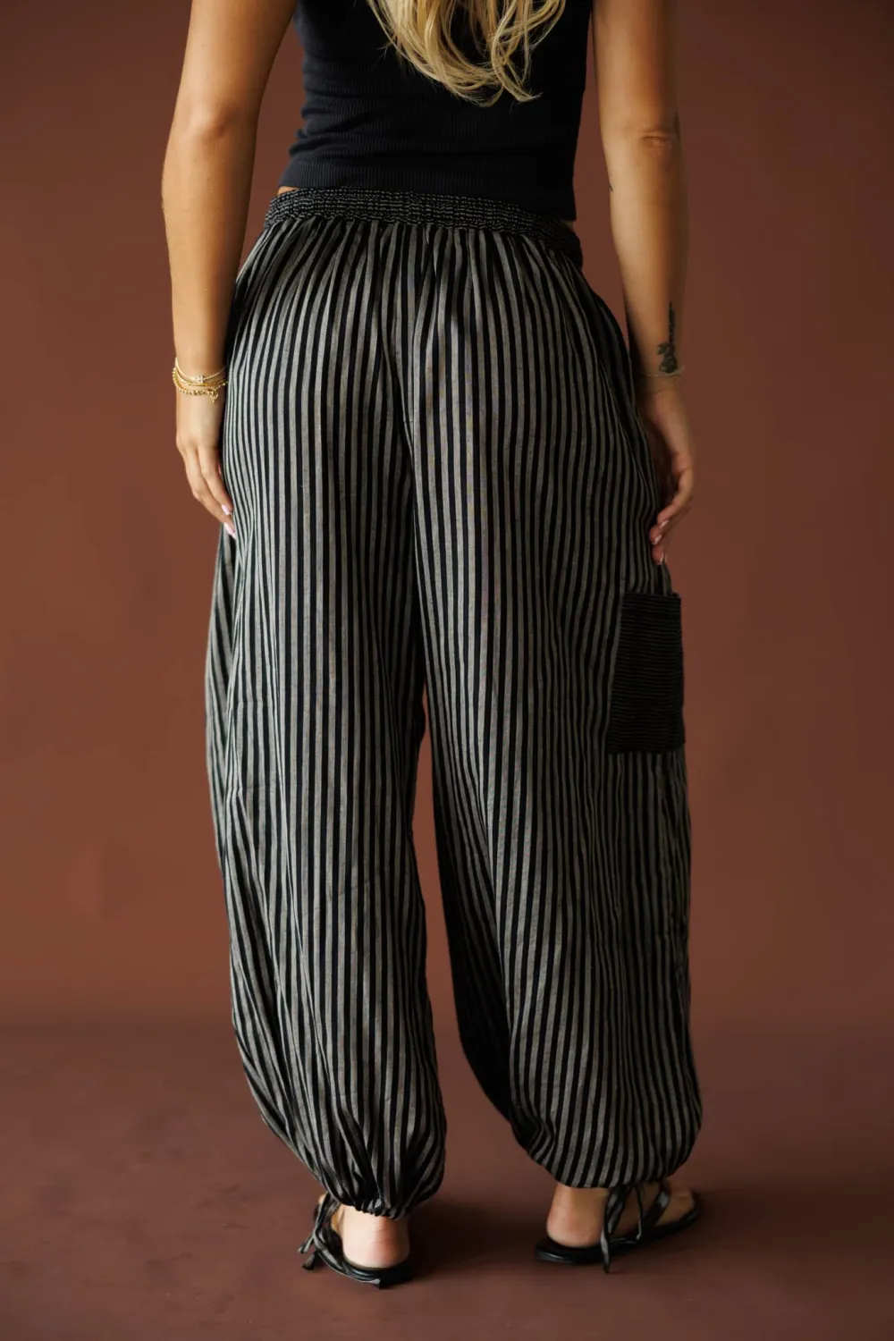 Balloon Wide-Leg Striped Pants