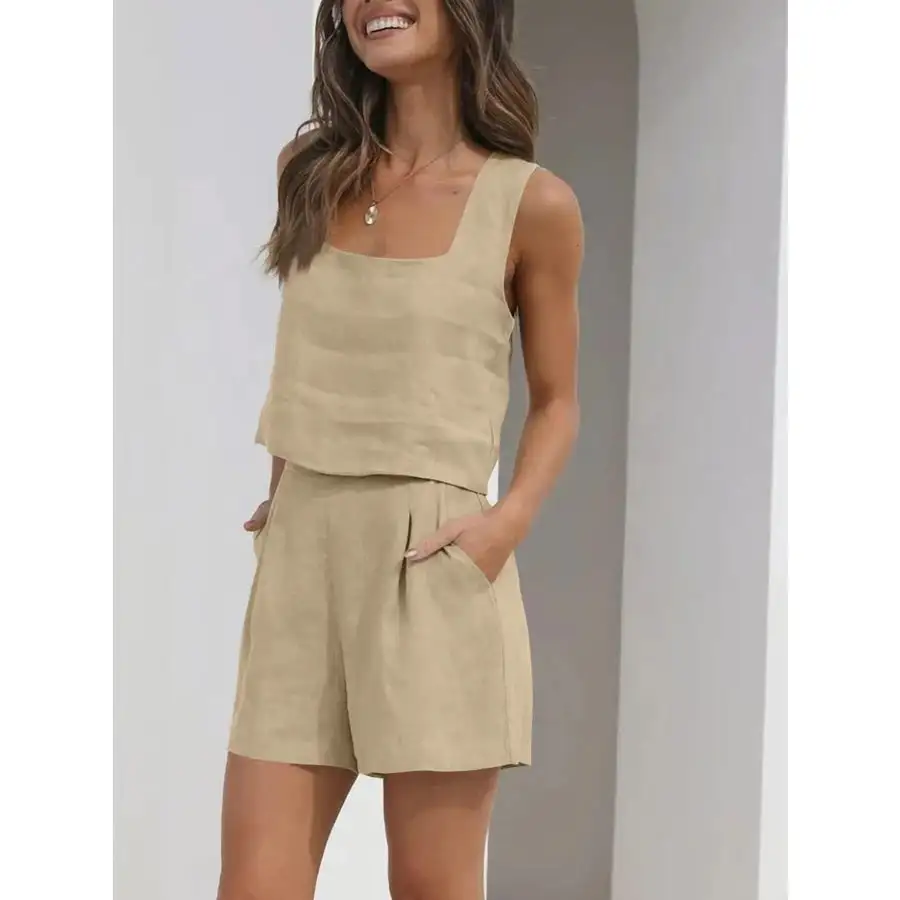 Square Neck Tank and Shorts Set