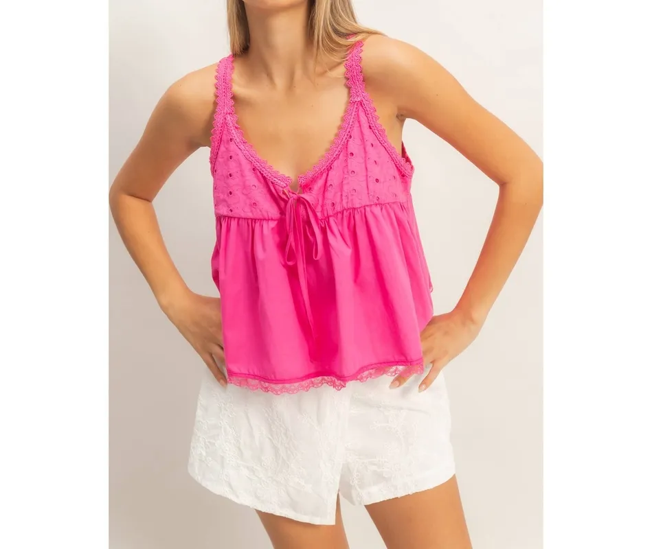 Scalloped Lace Trim Tank Top