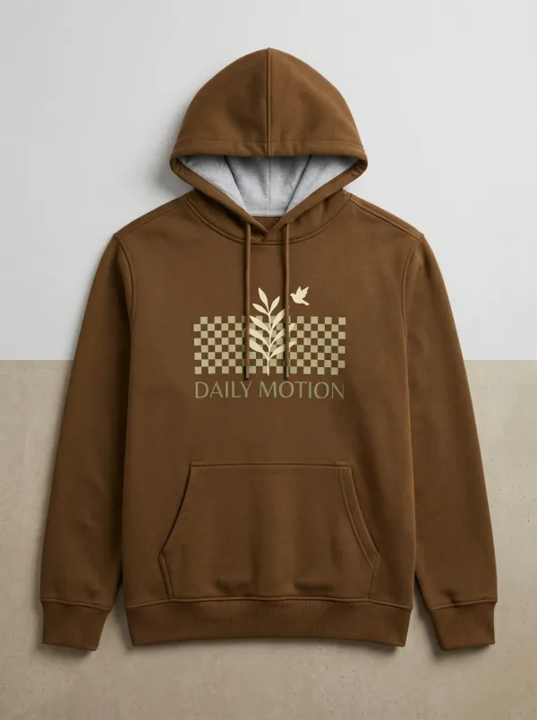 Unisex Leaf Checkerboard Print Hoodie