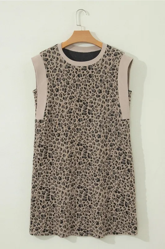 Leopard Sleeveless Shift Dress