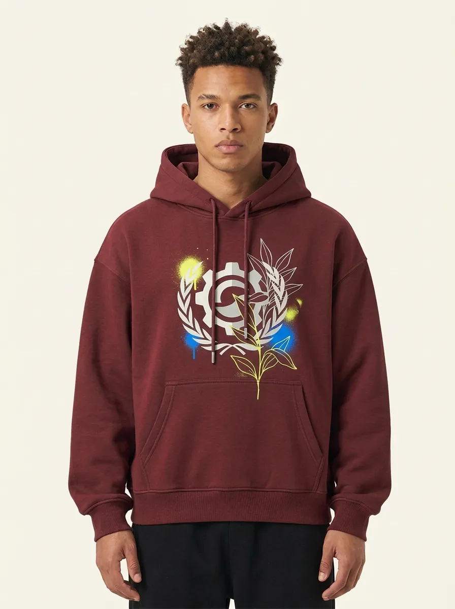 Unisex Industrial Gear Laurel Wreath Graffiti Hoodie