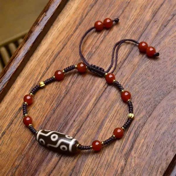 Dzi Beads South Agate Braided Rope Bracelet