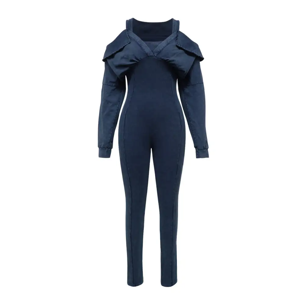 Off-Shoulder Ruffled Collar Long Sleeve Jumpsuit