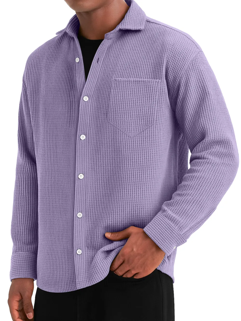 Comfort Fit Textured Knit Pocket Shirt
