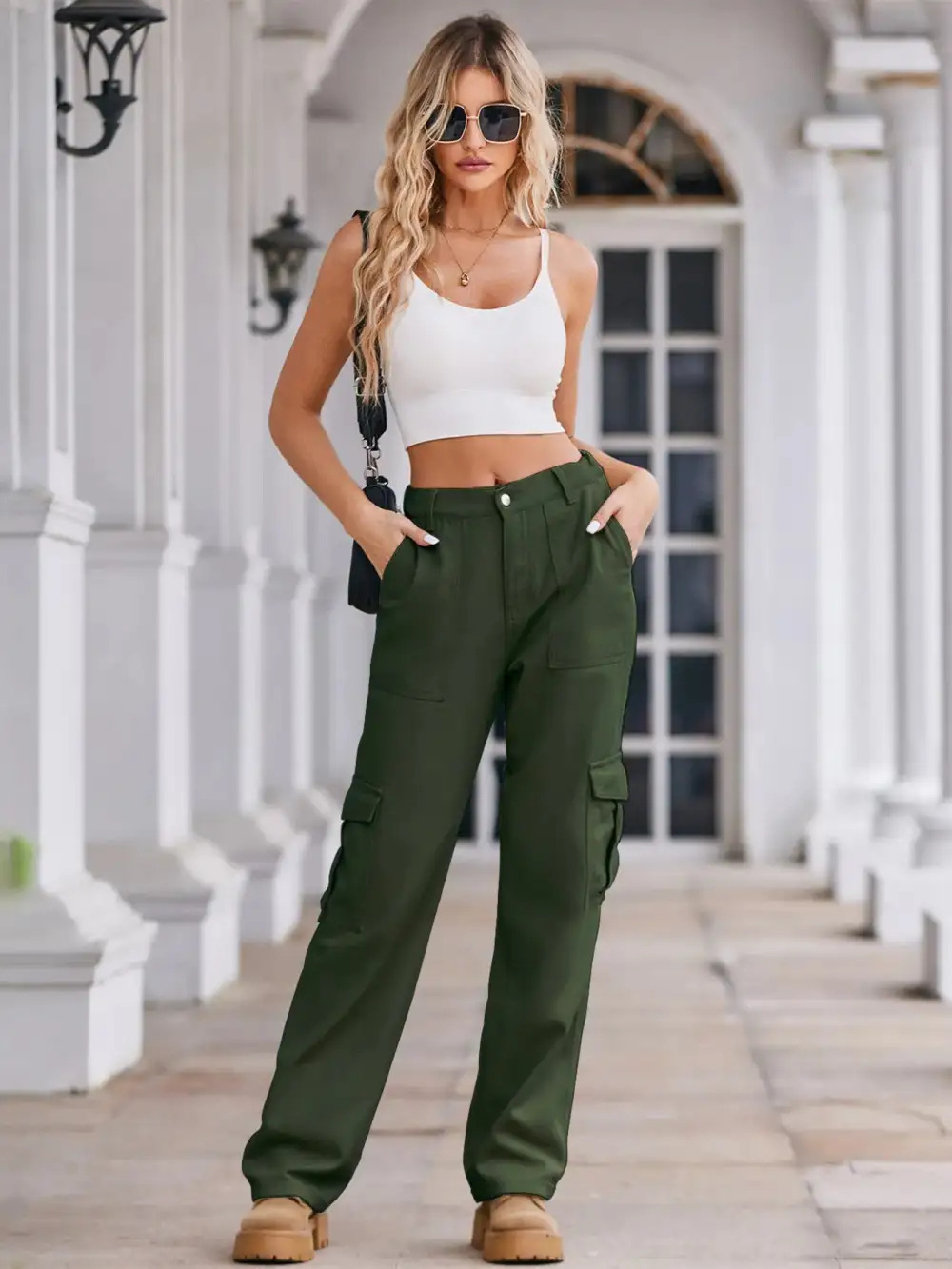Utility High Waist Cargo Denim Jeans