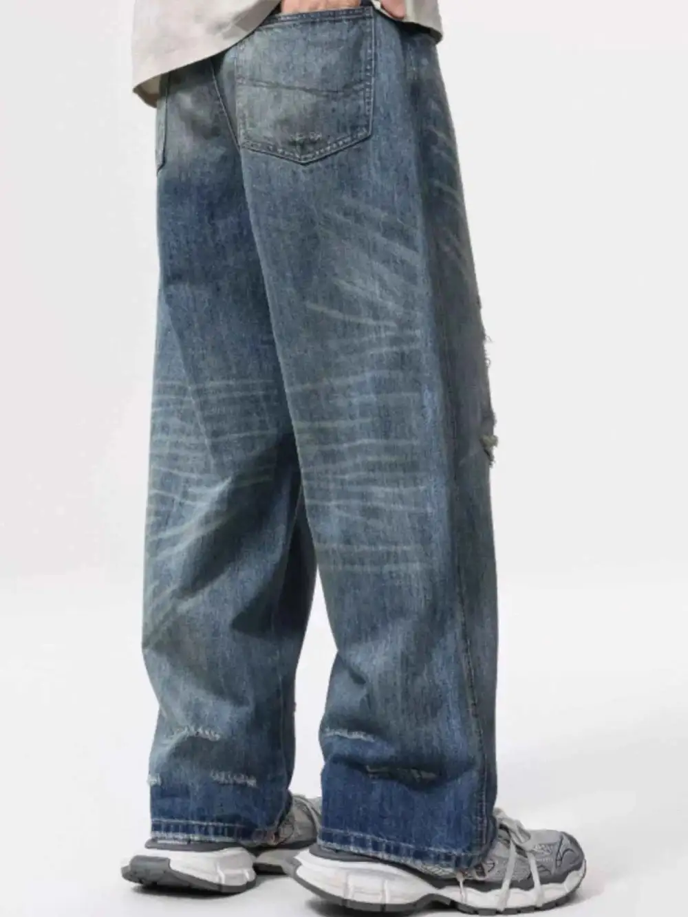 Soft Touch Distressed Wide Leg Jeans
