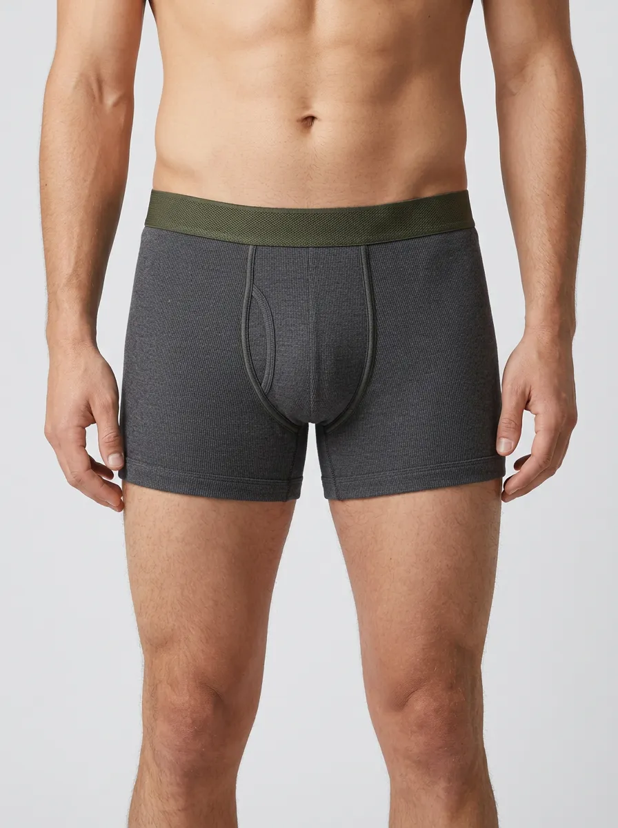 Men's Ribbed Waistband Cotton Boxer Briefs