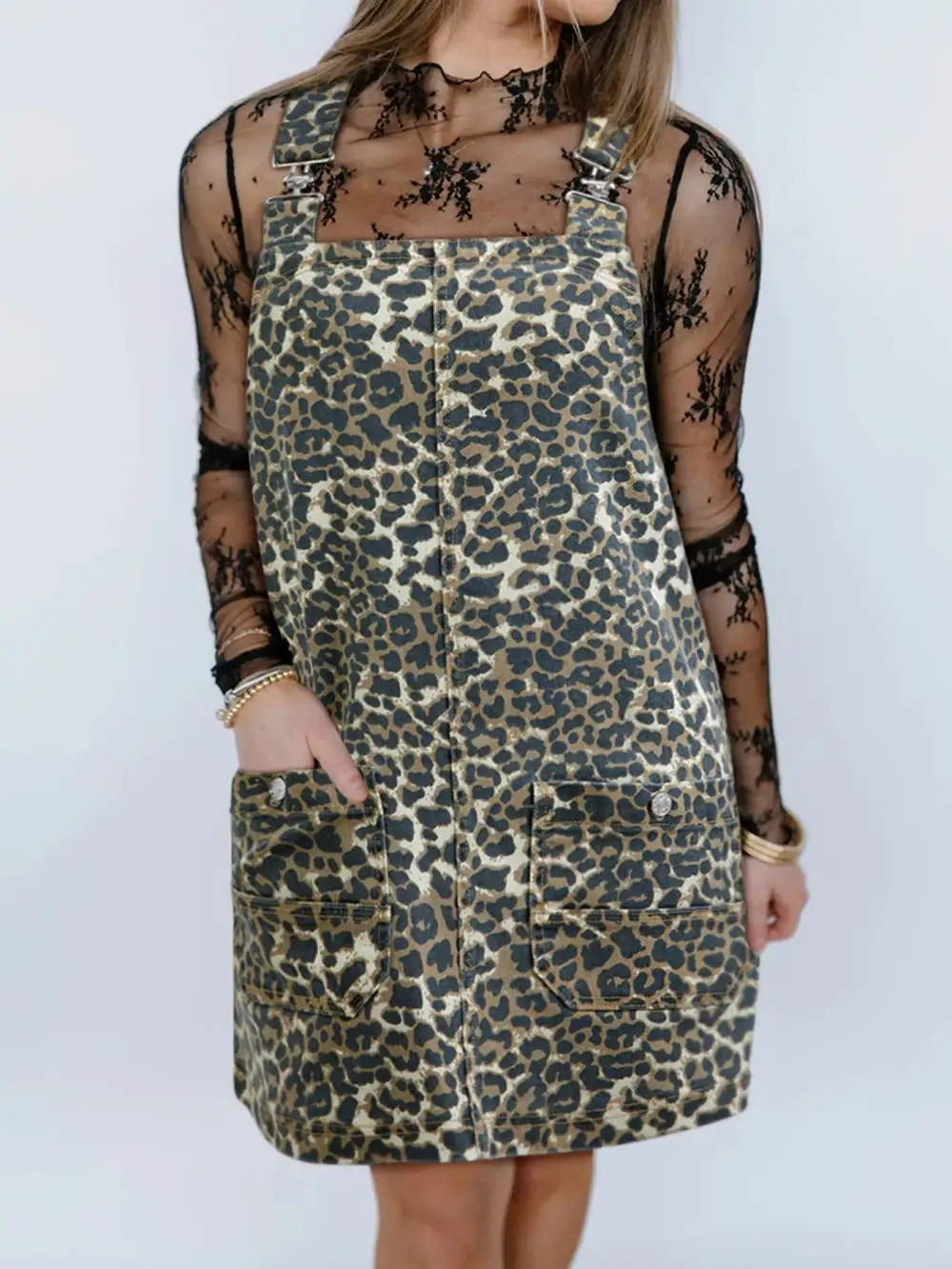 Comfort Fit Animal Print Denim Jumpsuit