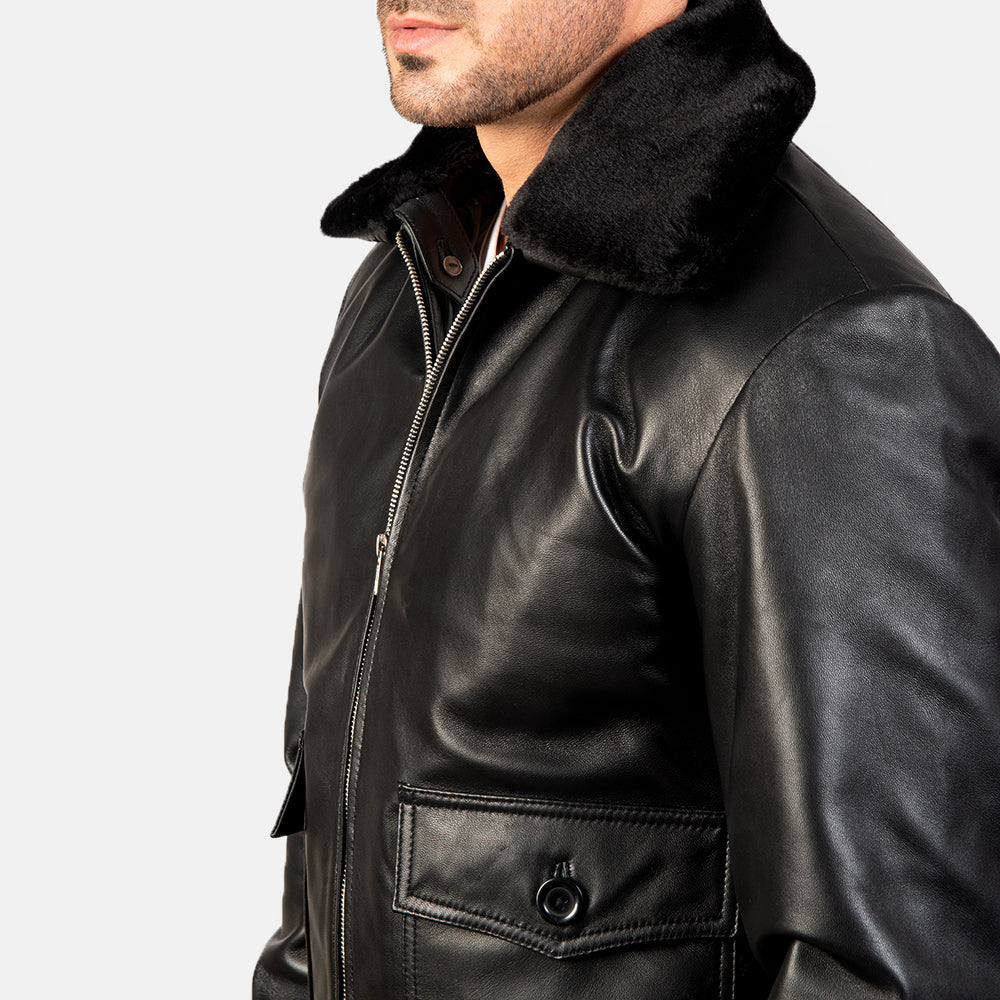 Men's Casual Bomber Leather Jacket