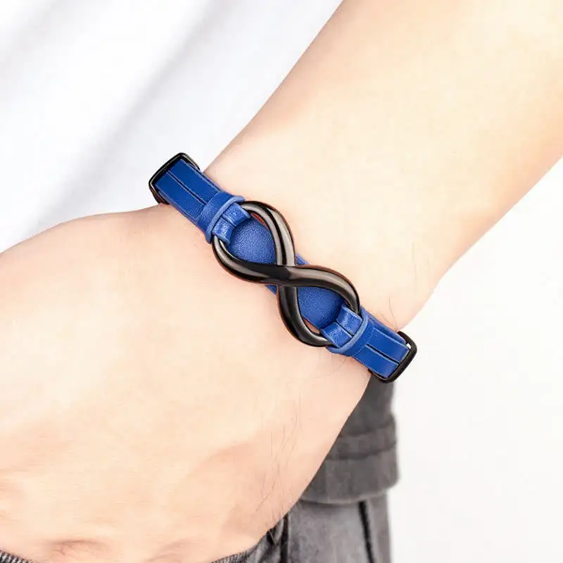 Infinitely Design Titanium Steel Leather Bracelet
