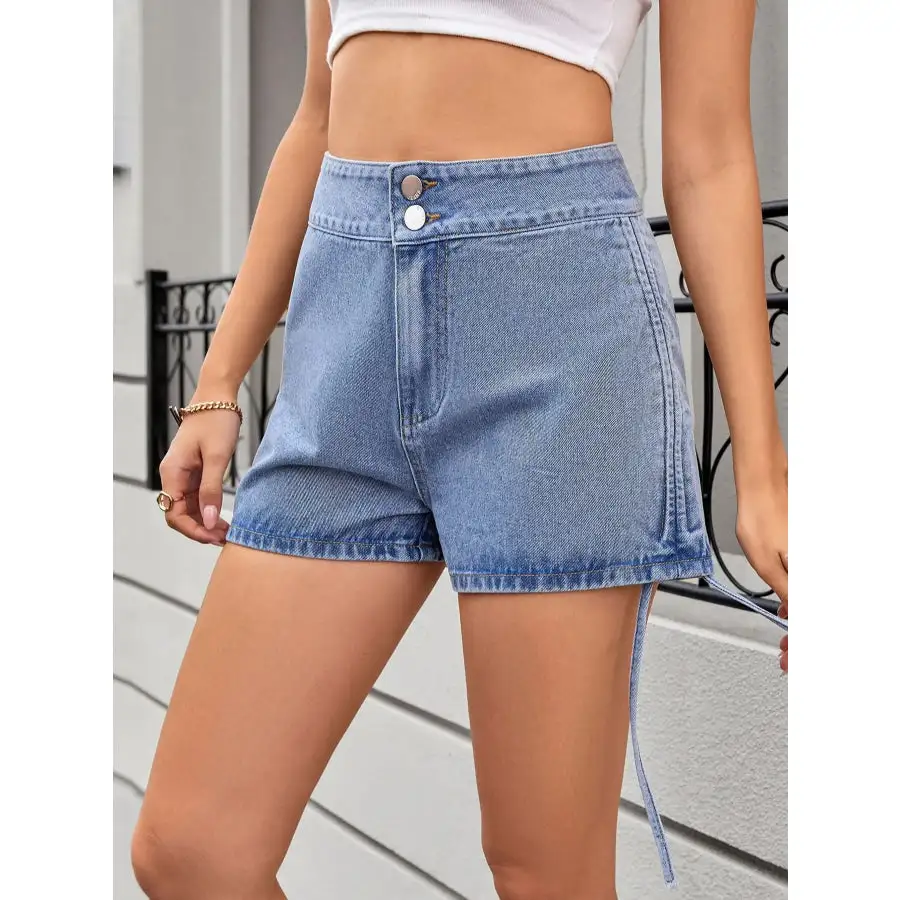 Everyday Drawstring Pocketed Denim Shorts