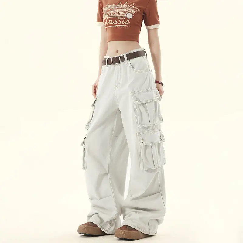 Multi Pocket Wide Leg Jeans