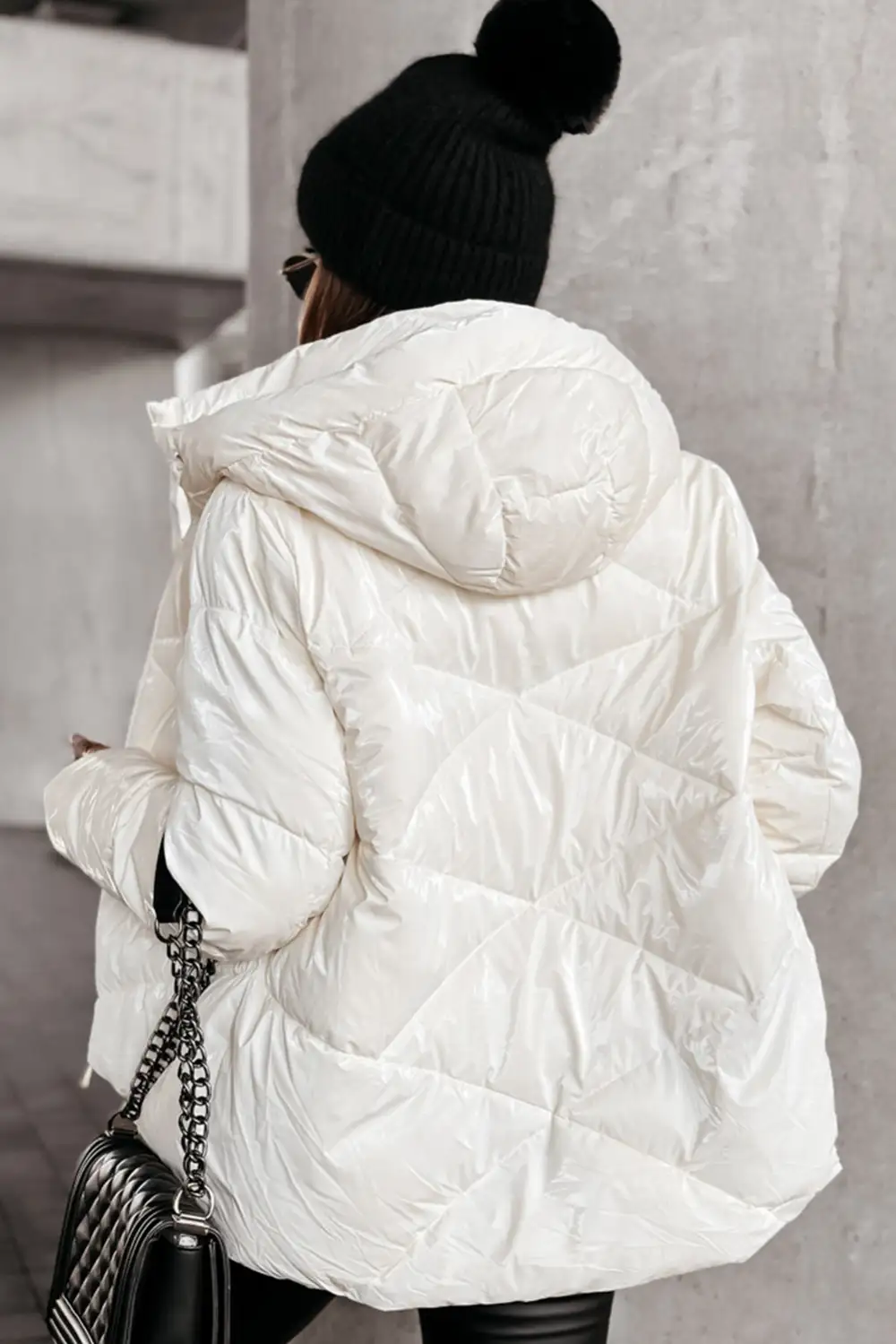 Women's Solid Quilted Hooded Zip Up Puffer Coat