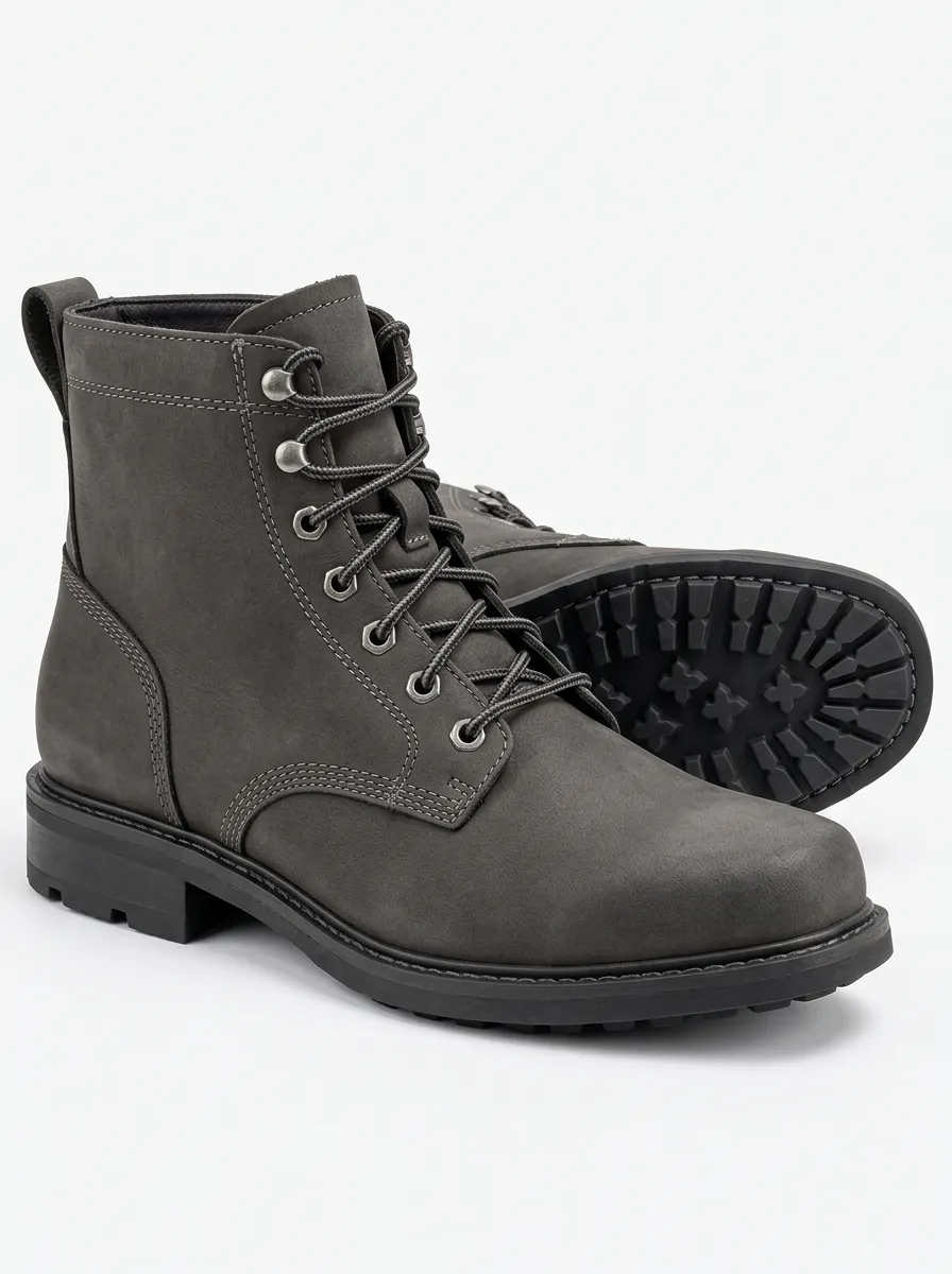 Men's Leather Work Boots with Lace Up Styling