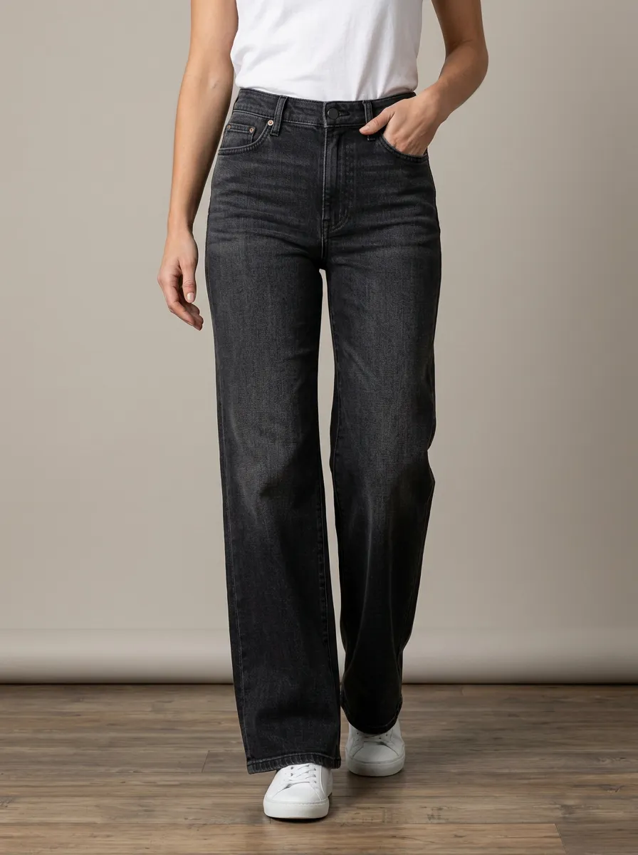 High-Rise Washed Denim Jeans