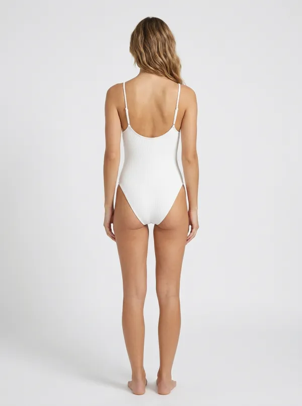 Women's Beach-Inspired Spaghetti-Strap Ribbed One-Piece Swimsuit