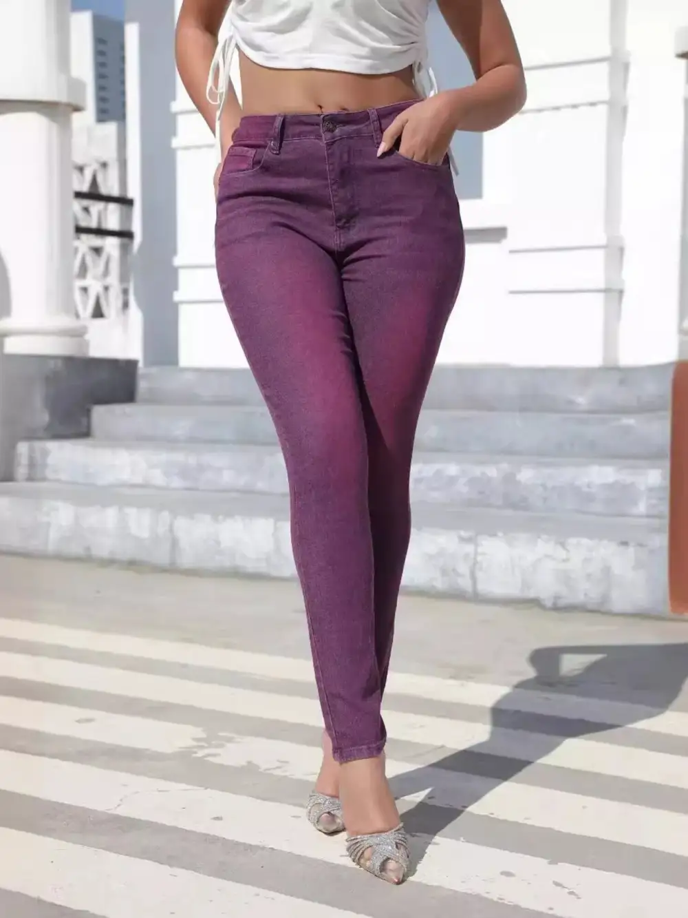 High-Waisted Slim-Fit Jeans