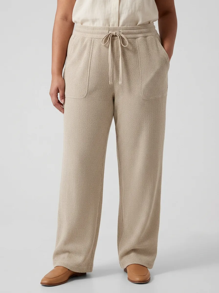 Women's Casual Lounge Waffle Knit Drawstring Pants