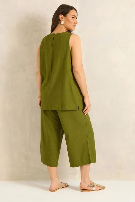 Set Green Linen Vest & Trouser