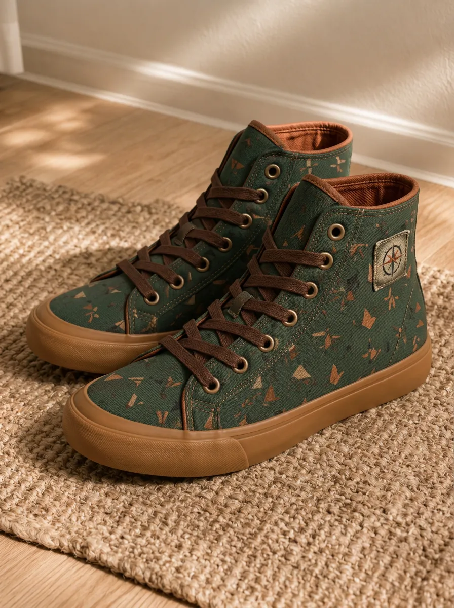 Men's Adventure Compass Geometric Printed Canvas Shoes
