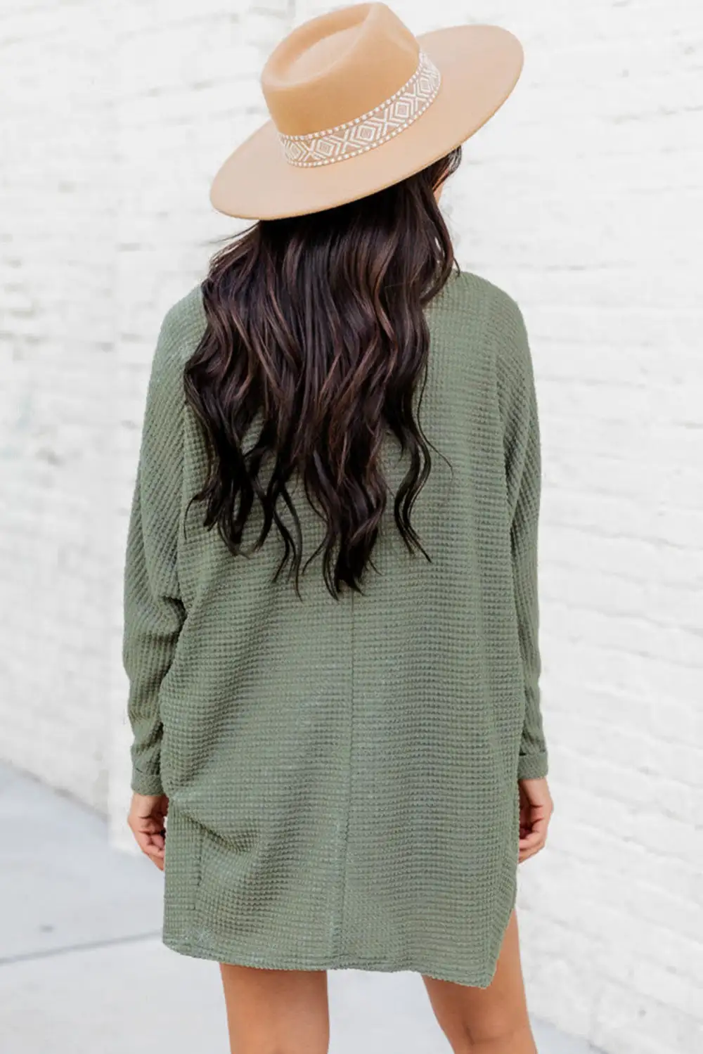 Waffle Knit Open Front Cardigan