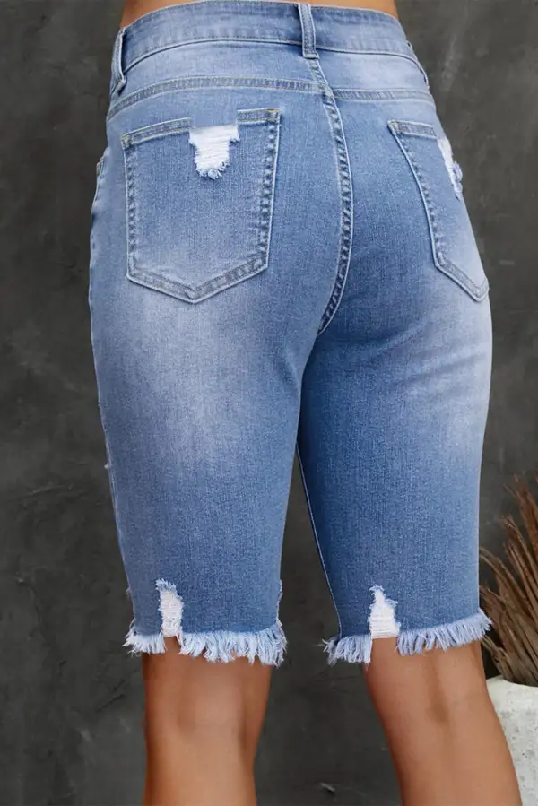 Ripped Denim Shorts