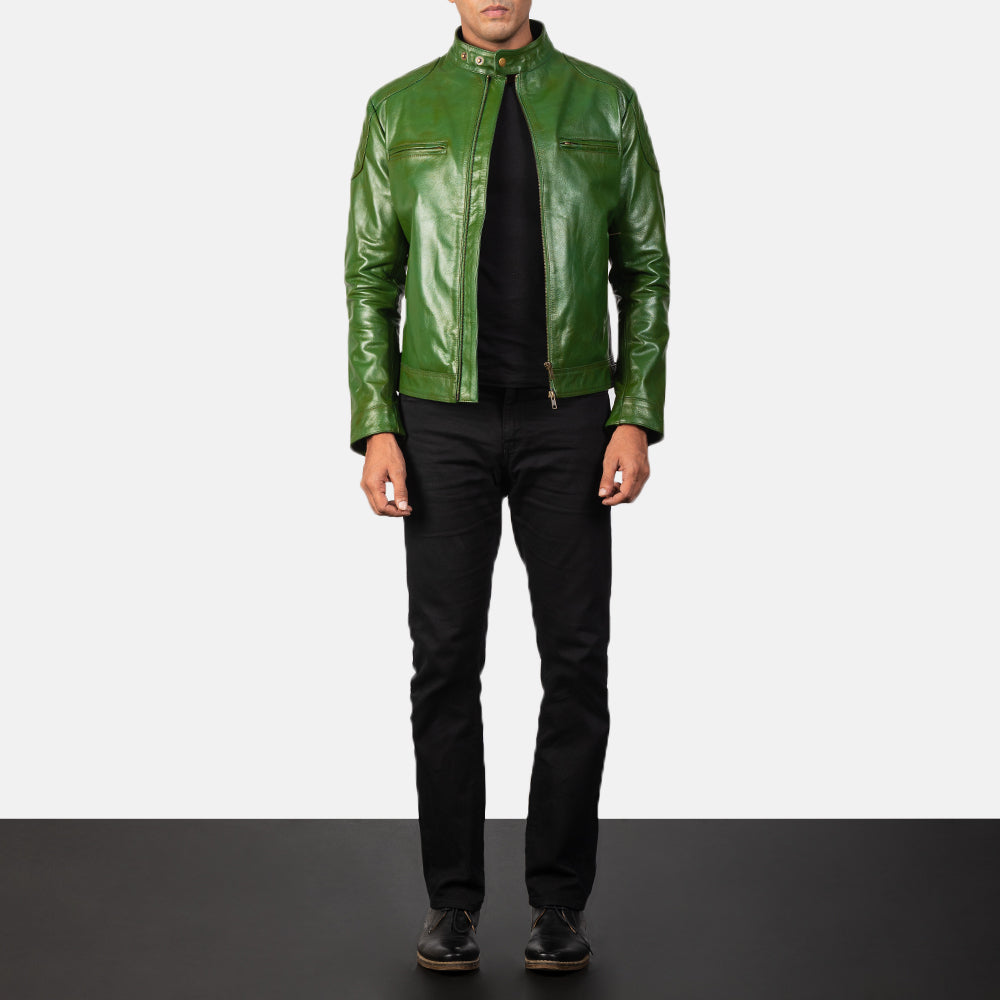 Men's Structured Biker Leather Jacket
