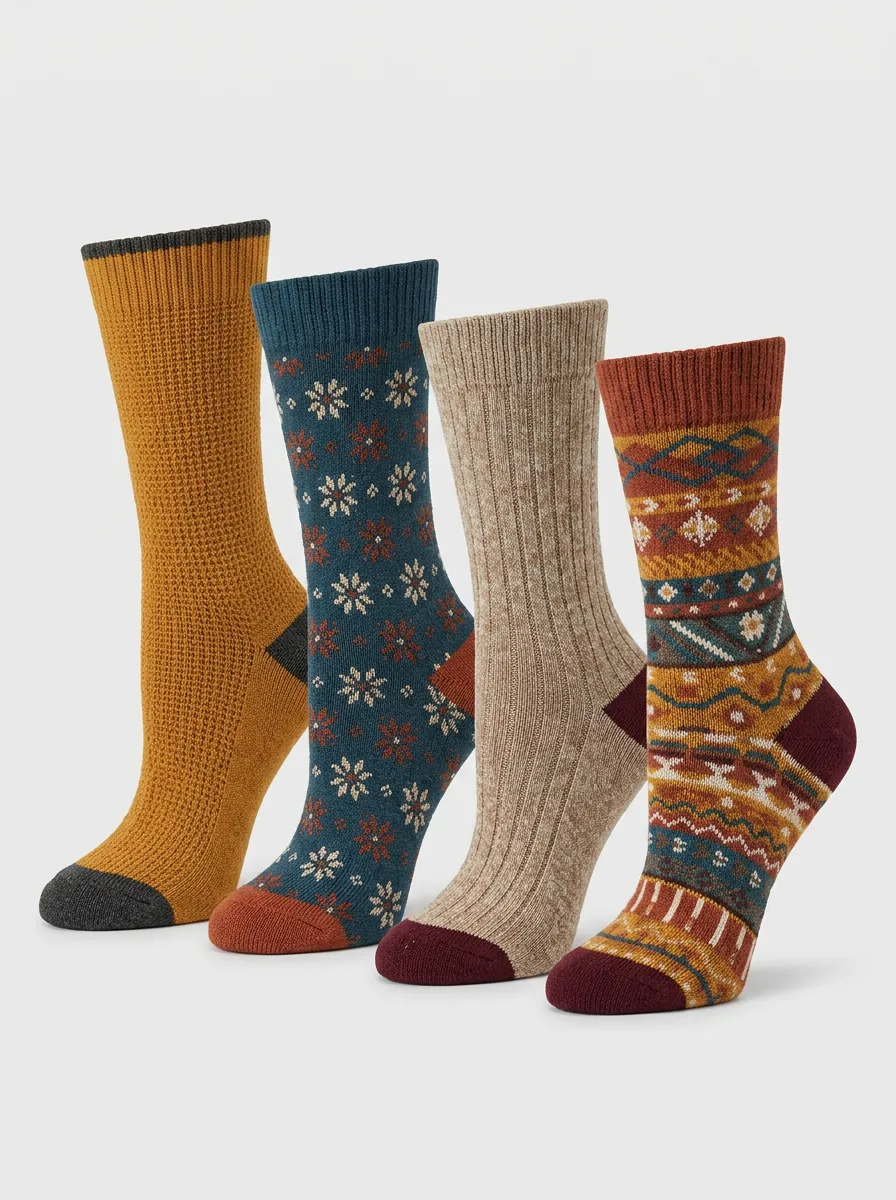 Vintage-Inspired Men's Four-Pair Long Socks