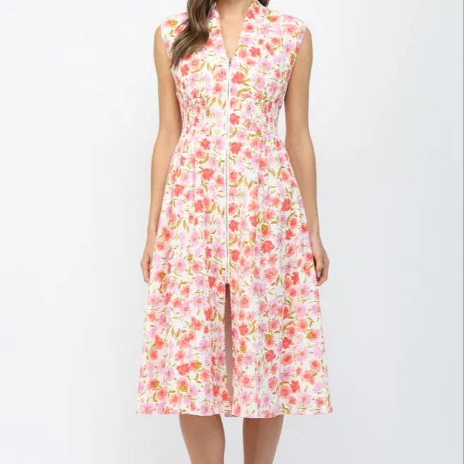 Classic Floral Smocked Sleeveless Dress