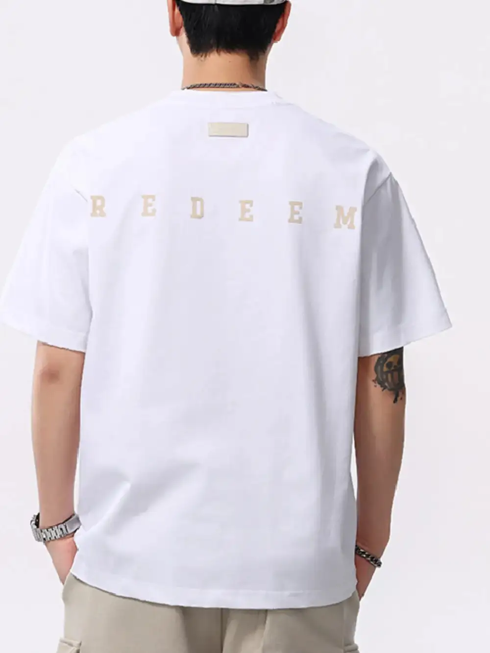 Polyester-Blend Letter Round-Neck Short-Sleeve T-Shirt