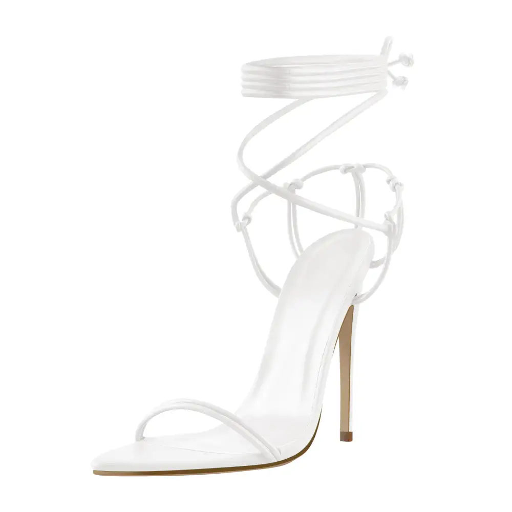 Pointed Toe Lace Up Strap High Heel Sandals